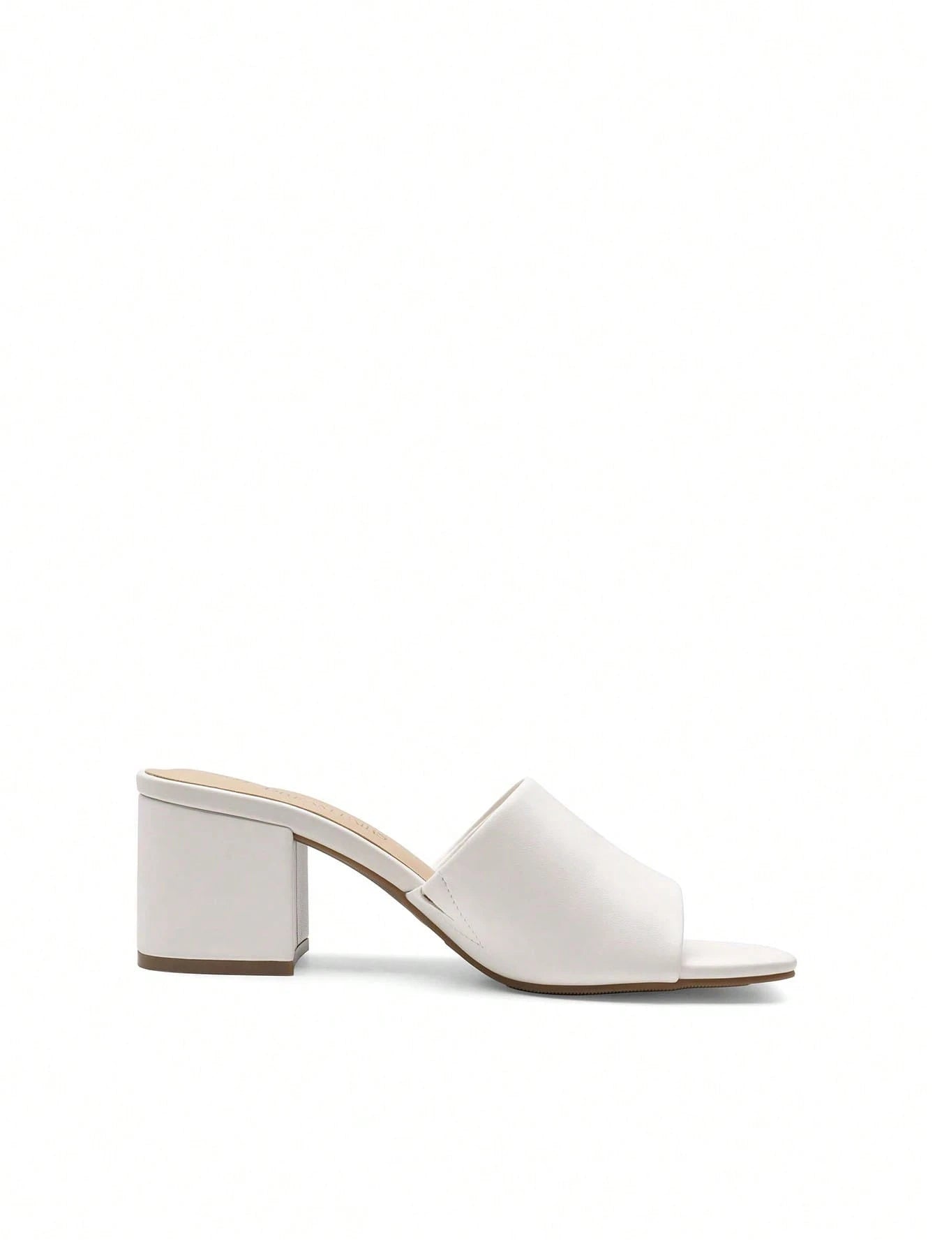 Women Minimalist Chunky Heeled Mule Sandals, Comfortable Slip On Square Open Toe Heeled Sandals