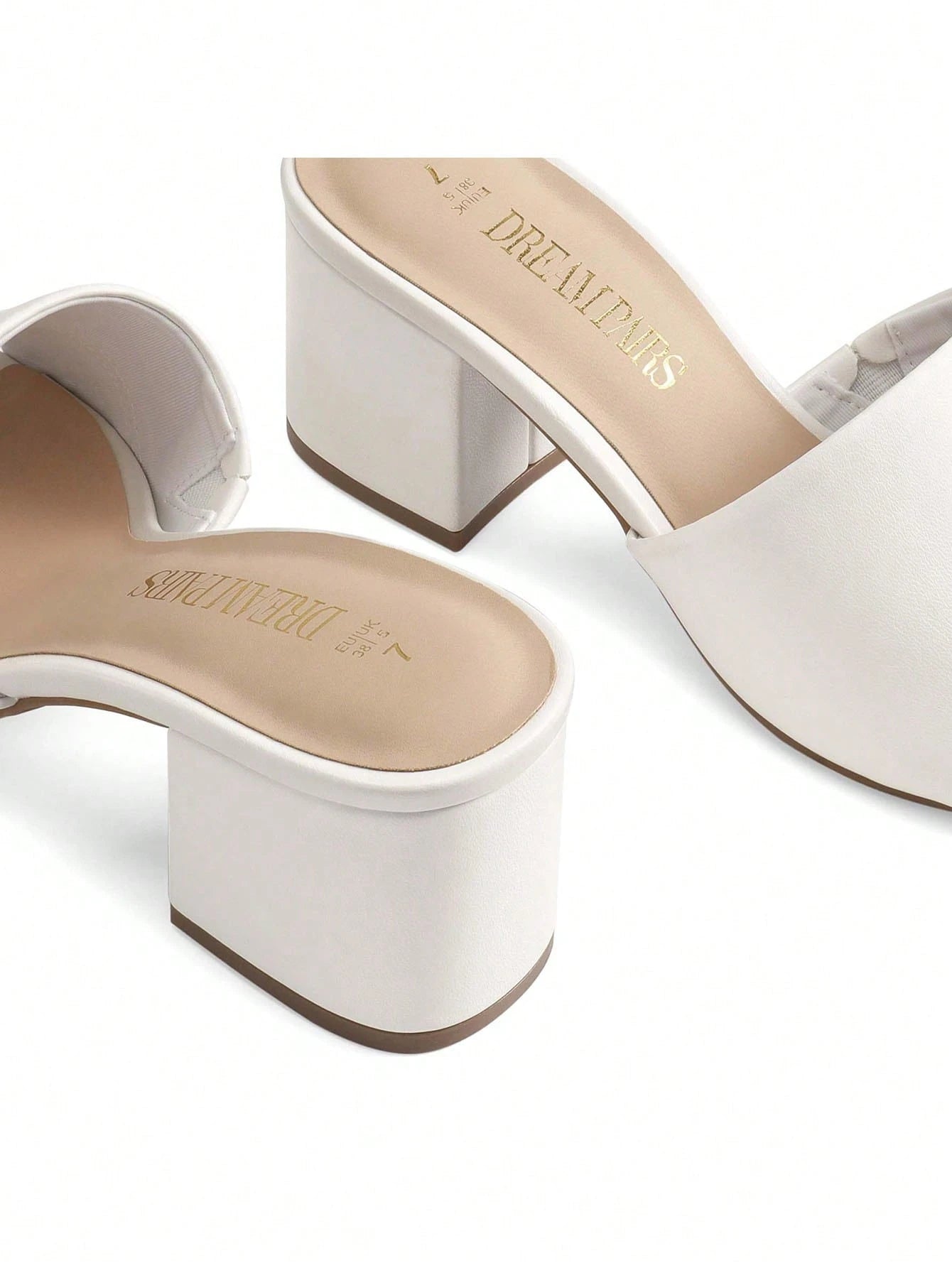 Women Minimalist Chunky Heeled Mule Sandals, Comfortable Slip On Square Open Toe Heeled Sandals