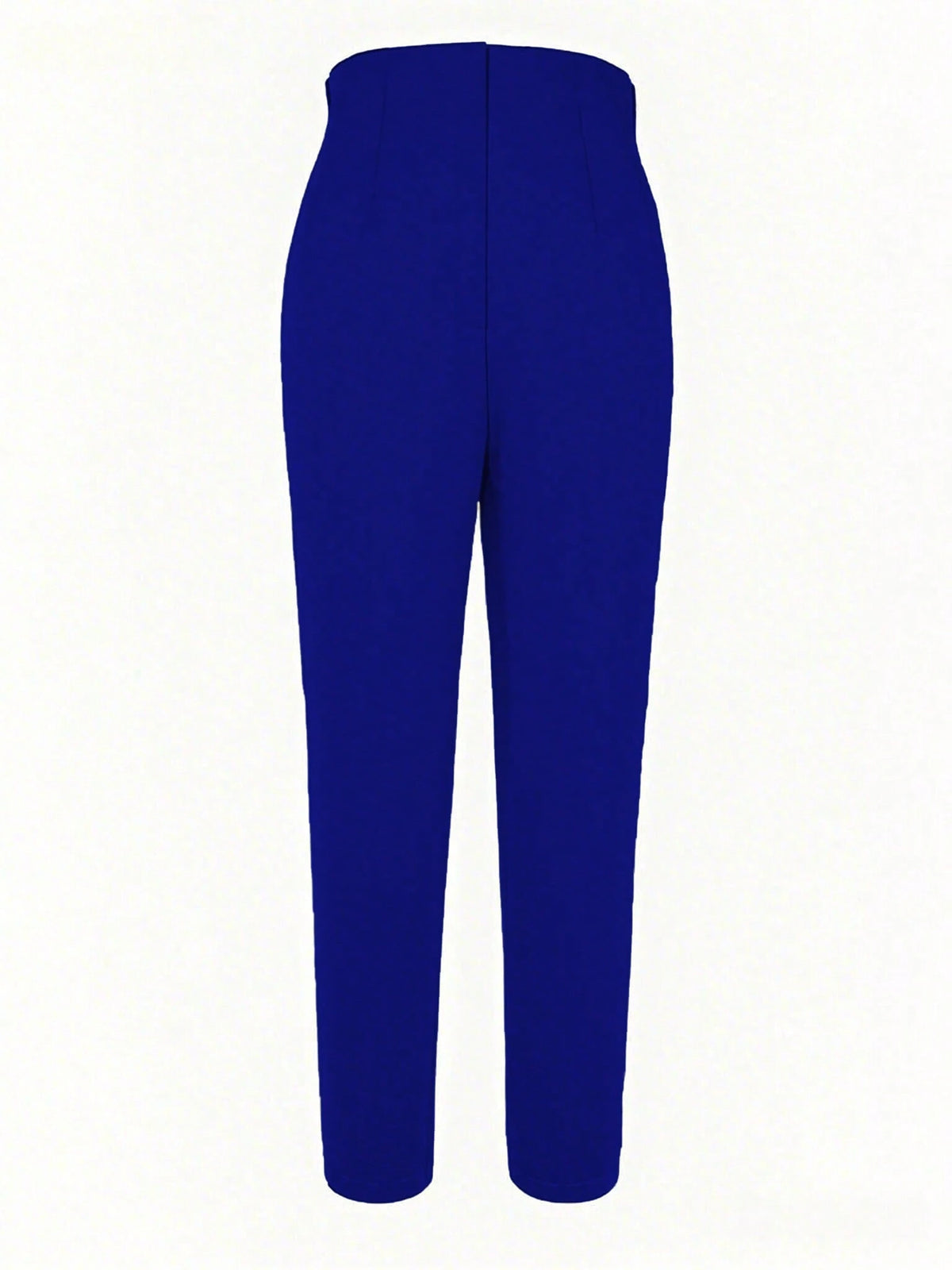 Women's Autumn Waist-Cinched Slim-Fit Cropped Commuter Pants, Knit Fabric, With Zipper And Pockets, Medium Stretch, Perfect For Autumn/Winter Back To School, Blue