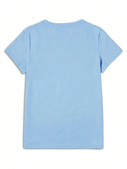 Women's Blue Oversized Crew Neck Tee, Colorful Hibiscus Floral Print Soft Cotton Casual Top, Vintage Summer Beach Vacation Daily Outfit T-Shirt