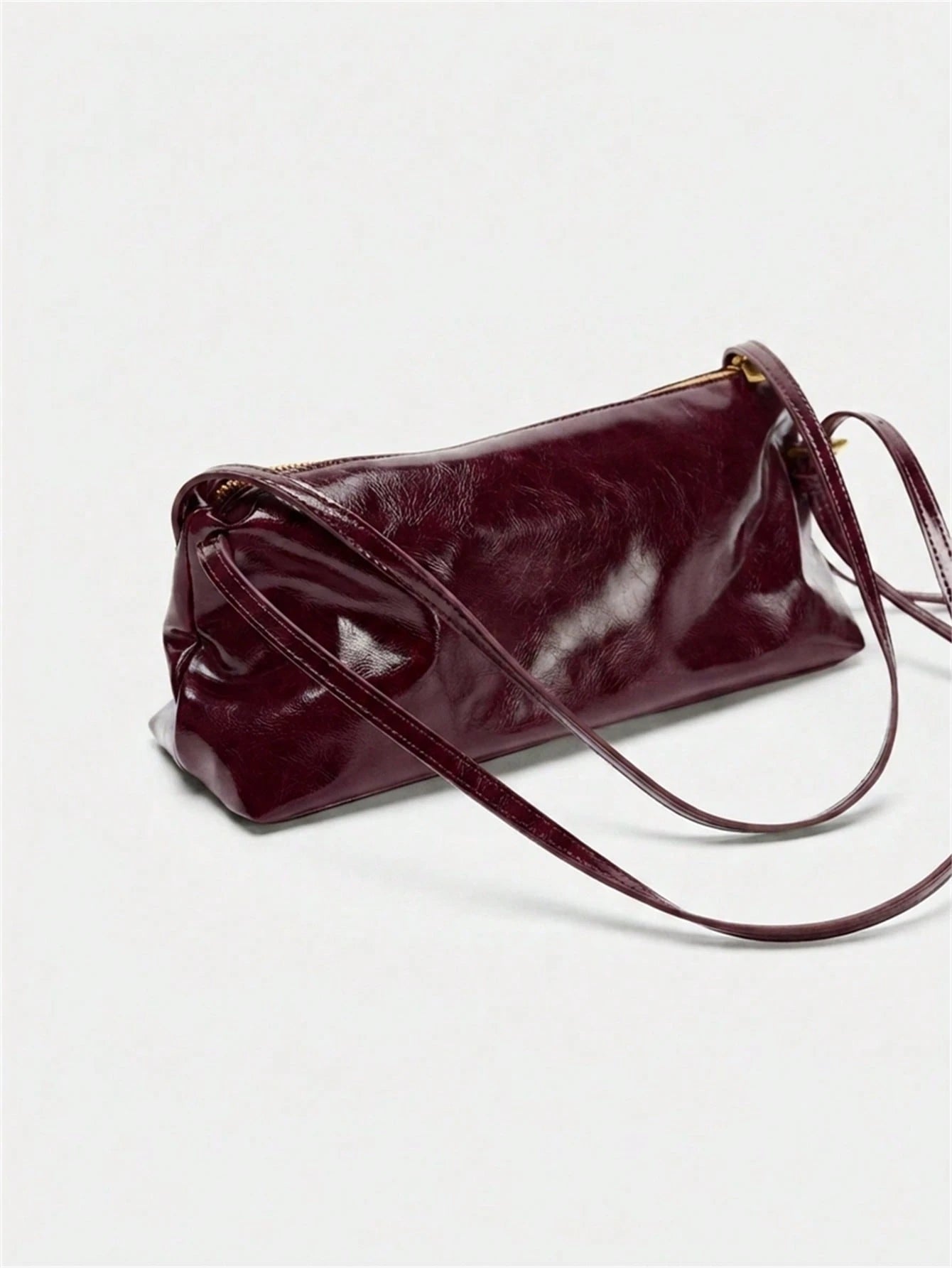 Women's Burgundy Minimalist Shoulder Bag With Adjustable Strap, Long Shoulder Bag Suitable For Daily And Work Use