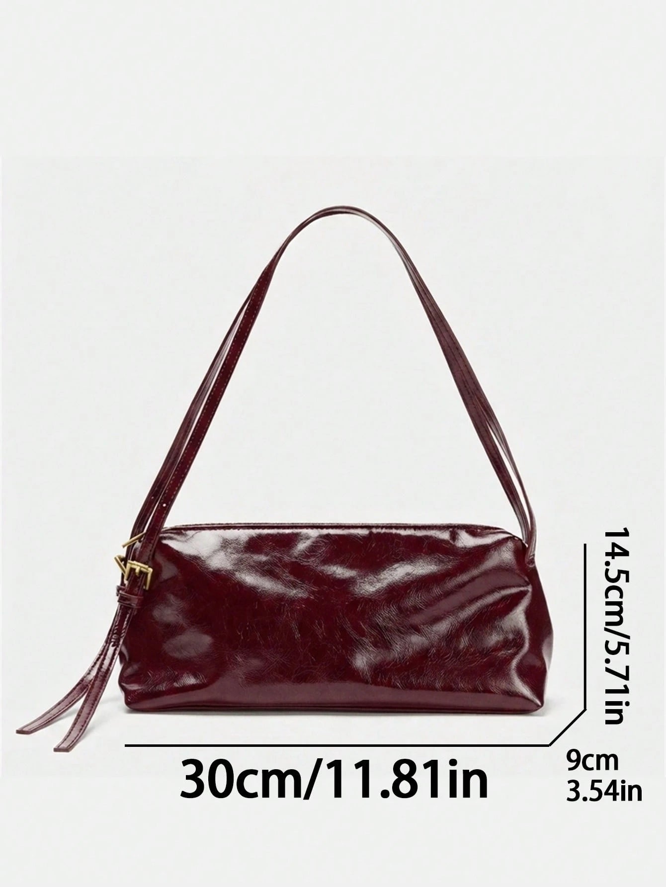 Women's Burgundy Minimalist Shoulder Bag With Adjustable Strap, Long Shoulder Bag Suitable For Daily And Work Use