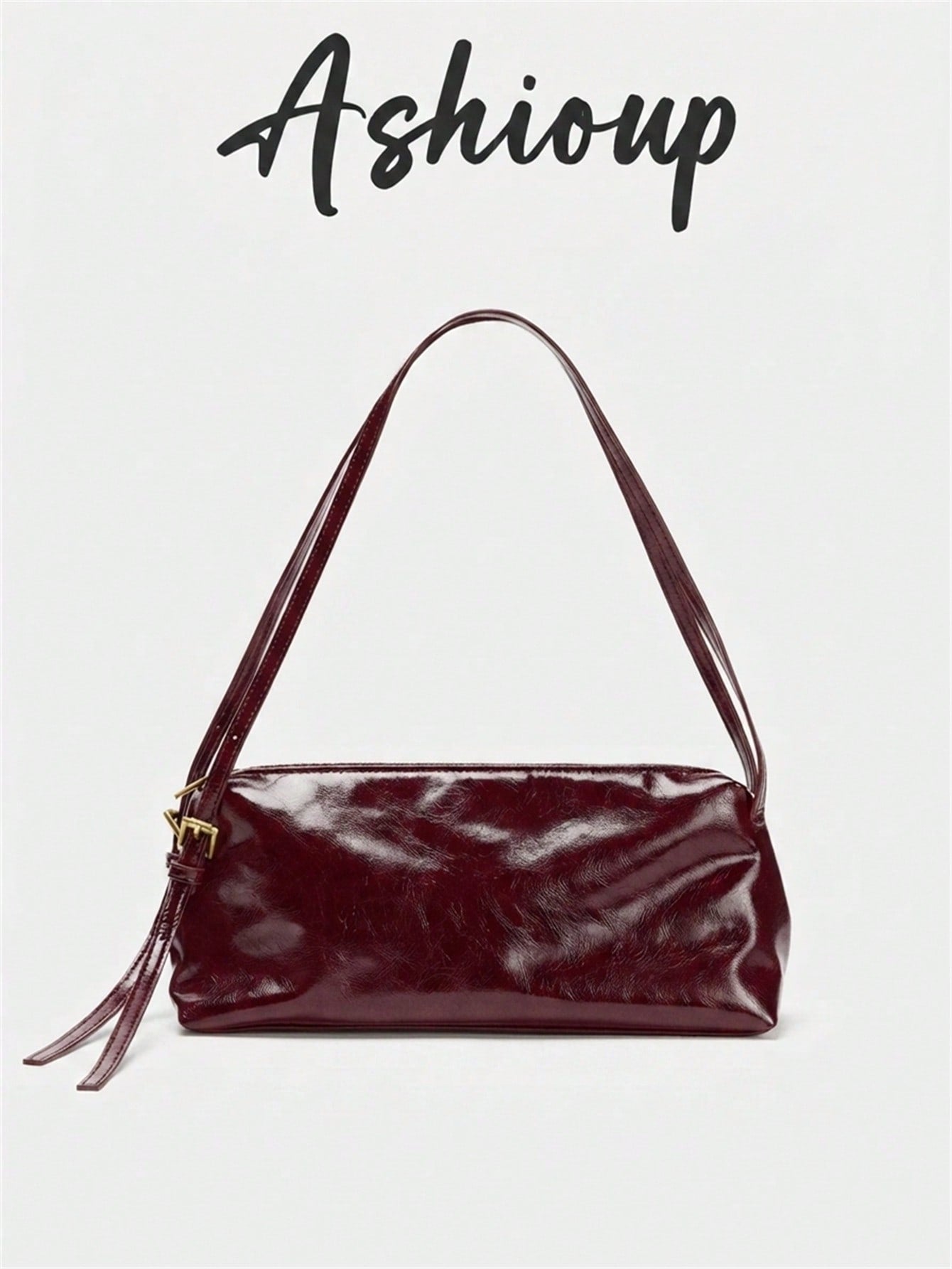 Women's Burgundy Minimalist Shoulder Bag With Adjustable Strap, Long Shoulder Bag Suitable For Daily And Work Use