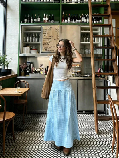 Women's Casual Countryside Vacation Style Printed Umbrella Hem Skirt Spring