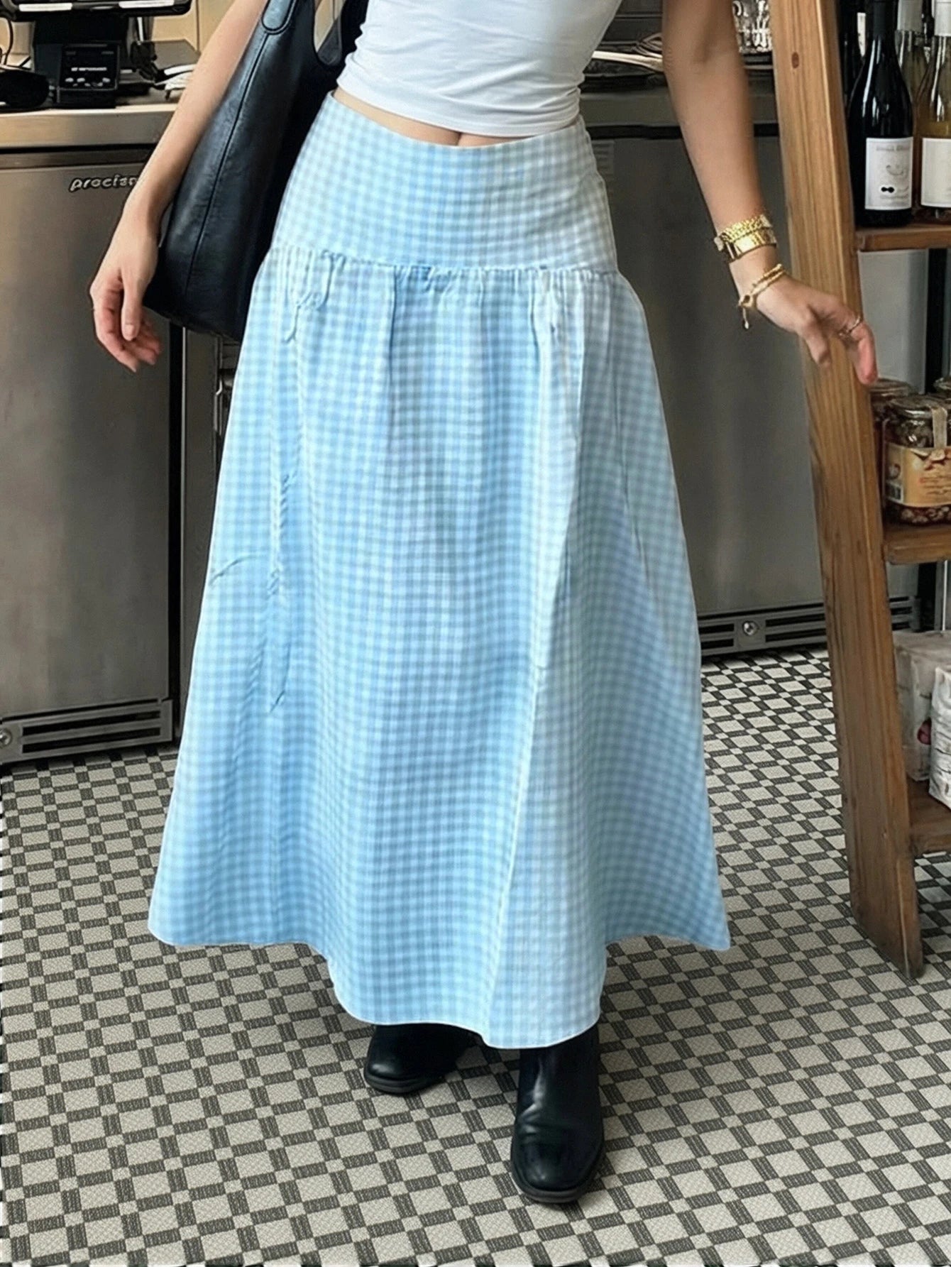 Women's Casual Countryside Vacation Style Printed Umbrella Hem Skirt Spring