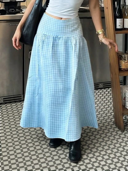 Women's Casual Countryside Vacation Style Printed Umbrella Hem Skirt Spring