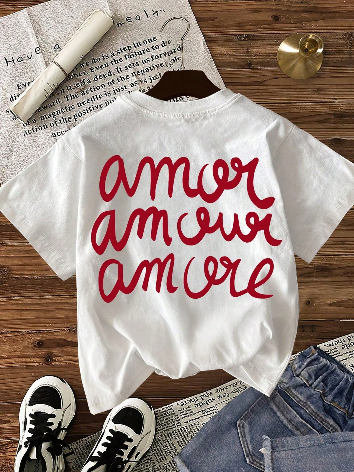 Women's Casual Letter Print Round Neck Short Sleeve T-Shirt