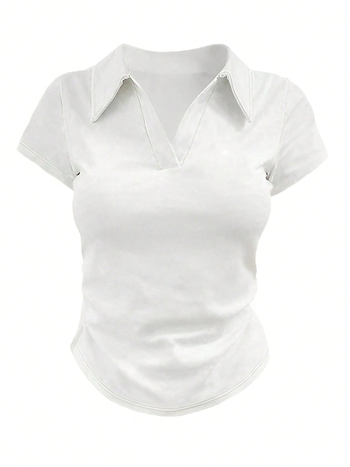 Women's Casual Solid Color Short Sleeve T-Shirt Top, Versatile For Summer