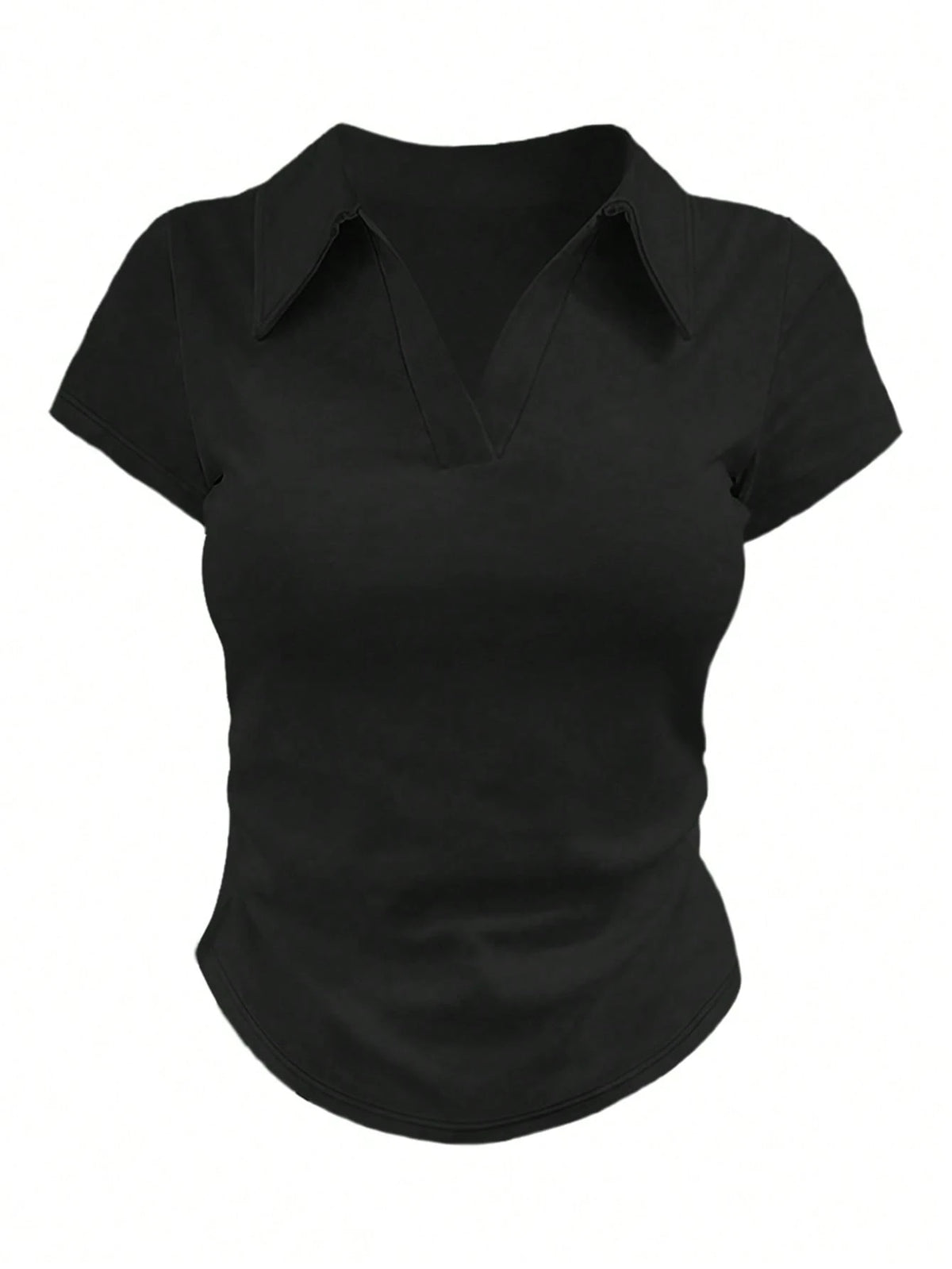 Women's Casual Solid Color Short Sleeve T-Shirt Top, Versatile For Summer