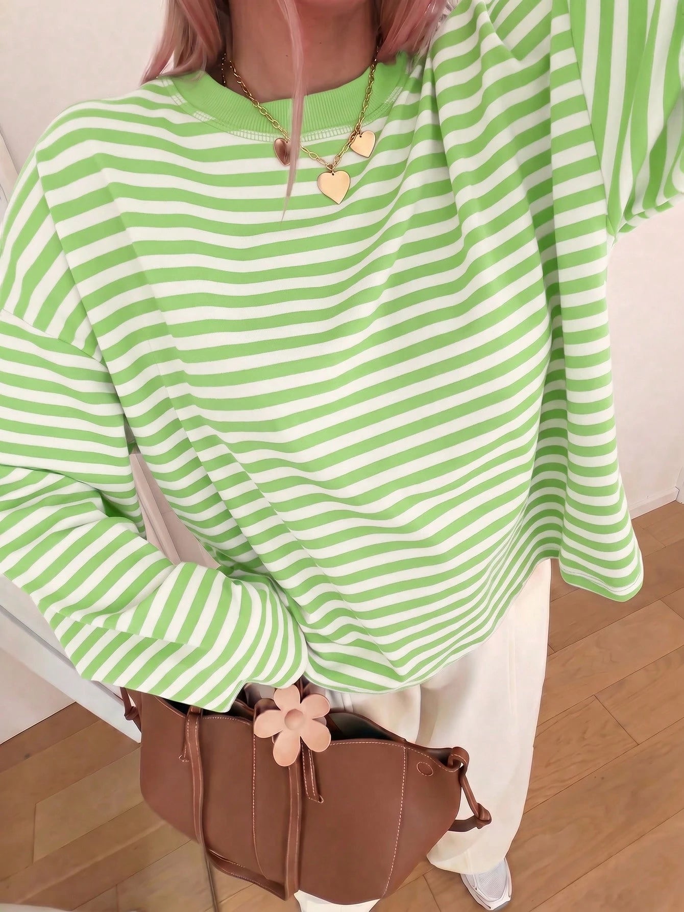 Women's Casual Top, Striped Contrast Ribbed Fabric, Everyday Wear, Spring/Autumn Vacation