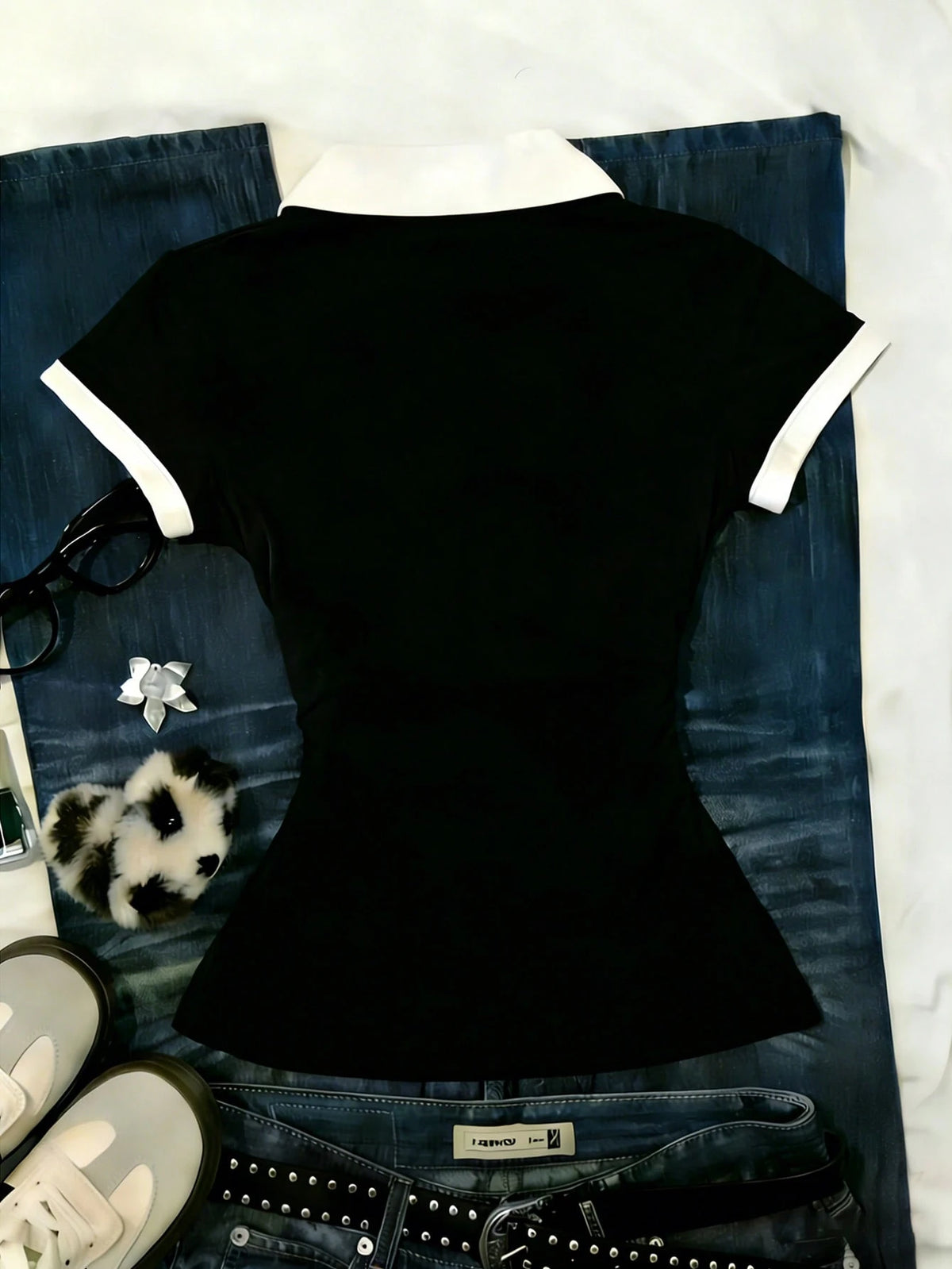 Women's Casual Vacation & Commute Floral Embroidery V-Neck Fitted T-Shirt, Summer