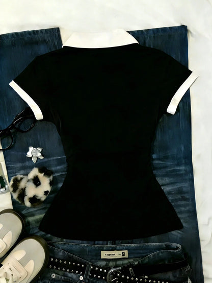 Women's Casual Vacation & Commute Floral Embroidery V-Neck Fitted T-Shirt, Summer