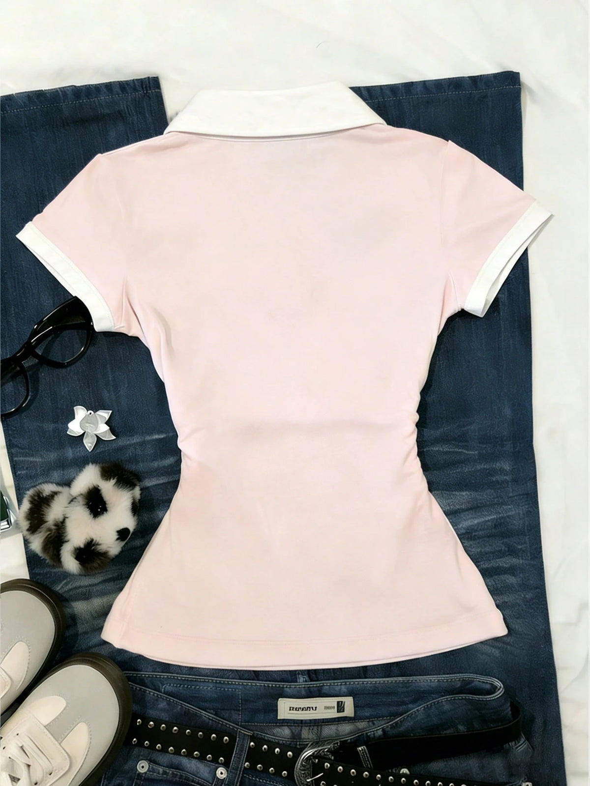 Women's Casual Vacation & Commute Floral Embroidery V-Neck Fitted T-Shirt, Summer