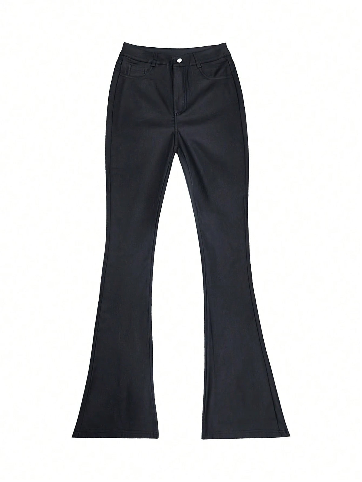 Women's Coated Faux Leather Flare Pants, Slim Fit High Waisted Bootcut Trousers, Fashionable For Party, Commute, Holiday, Music Festival, Casual Straight Leg Pants, Spring/Summer Clothing, Best Seller