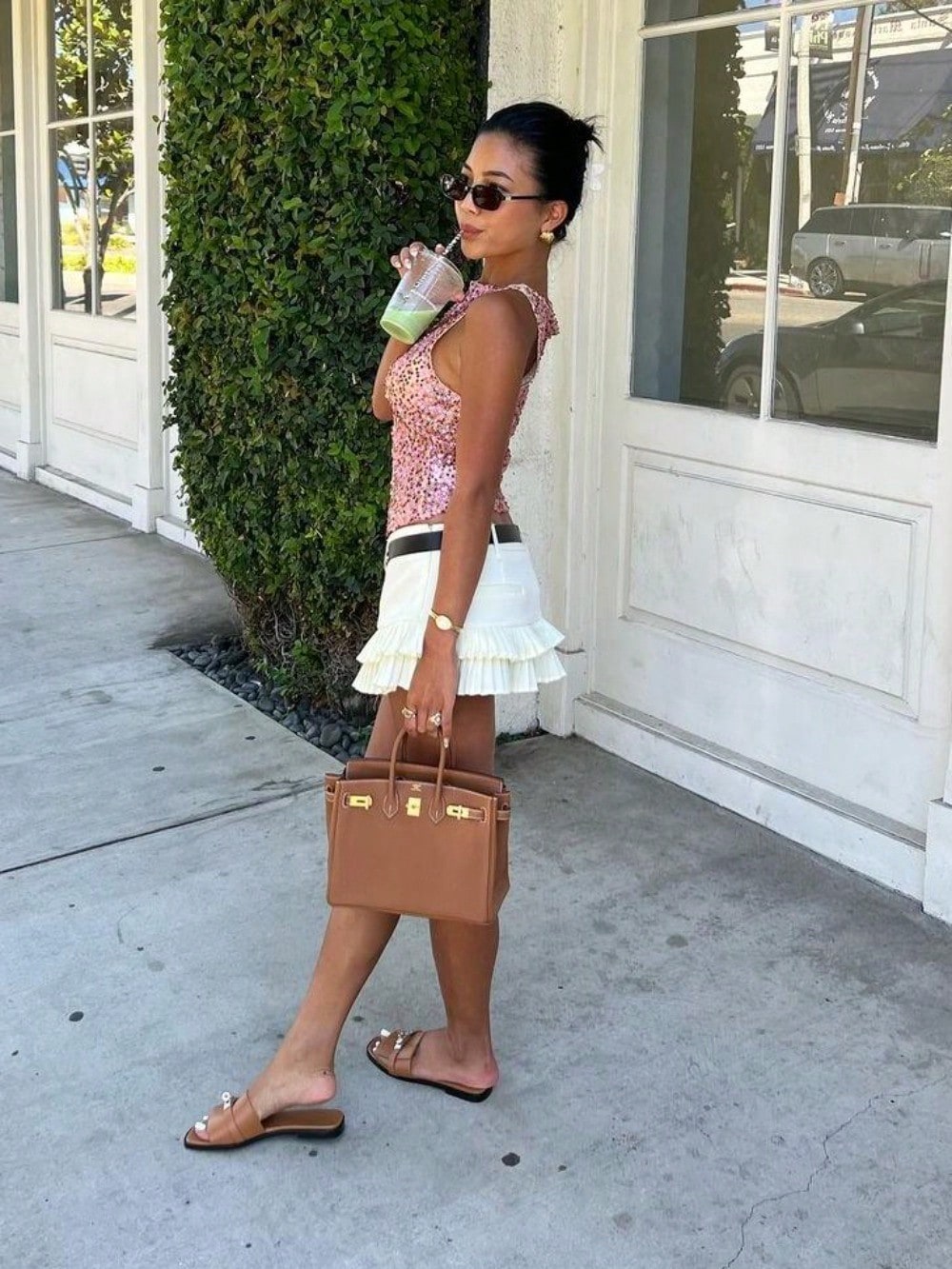 Women's Cute Double-Layer White Skirt- Pleated Mini With Adjustable Waist Belt, Versatile Solid Color For Daily Wear & Vacations