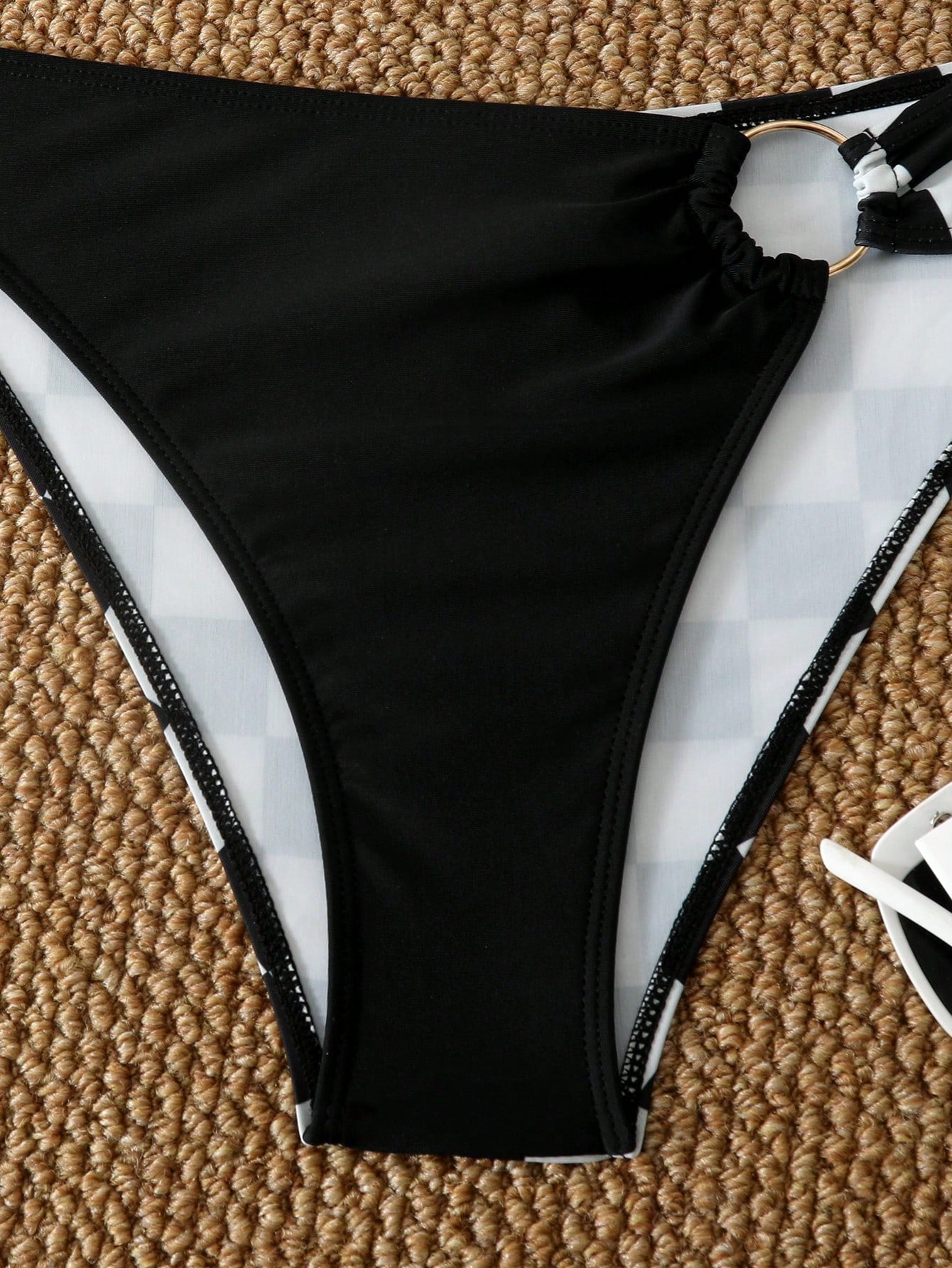 Women's Elegant Casual Sexy Backless Tie Knot Ring Bikini Set, Suitable For Vacation & Beach Black Summer