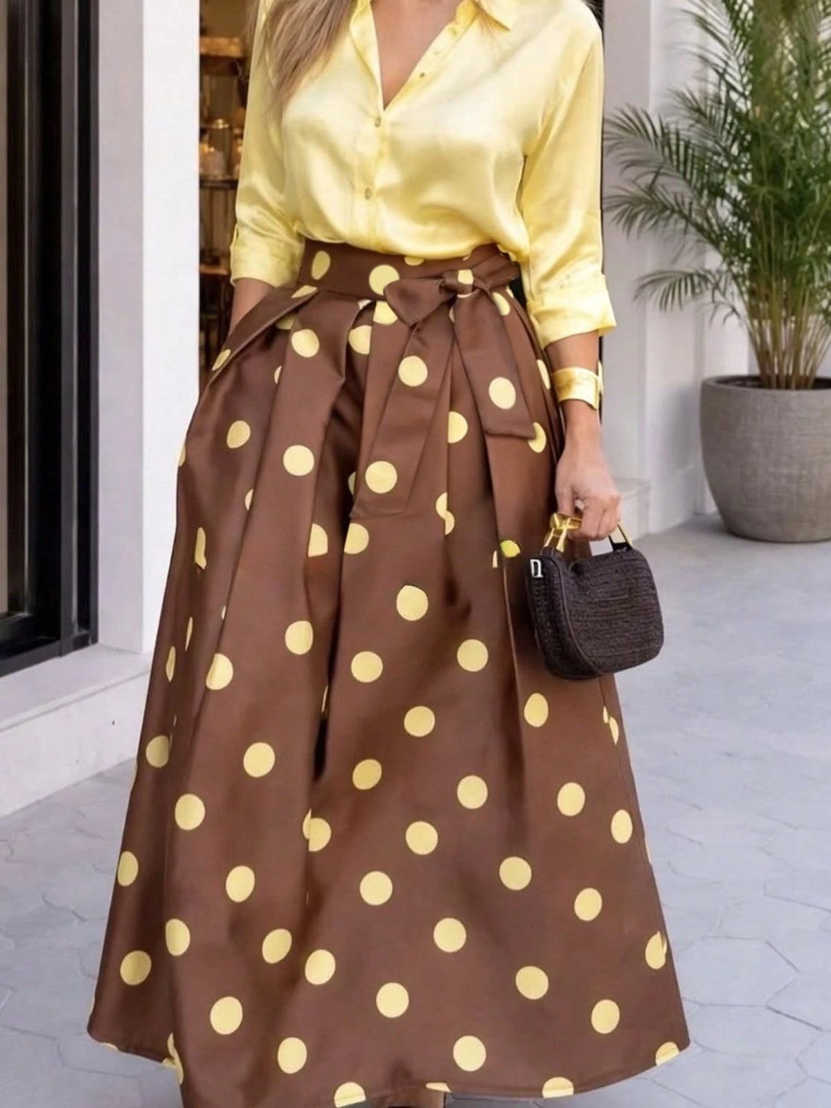 Women's Elegant Fashion Polka Dot Print Skirt For Daily Wear