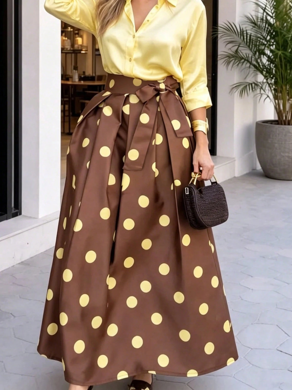 Women's Elegant Fashion Polka Dot Print Skirt For Daily Wear