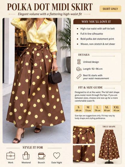 Women's Elegant Fashion Polka Dot Print Skirt For Daily Wear
