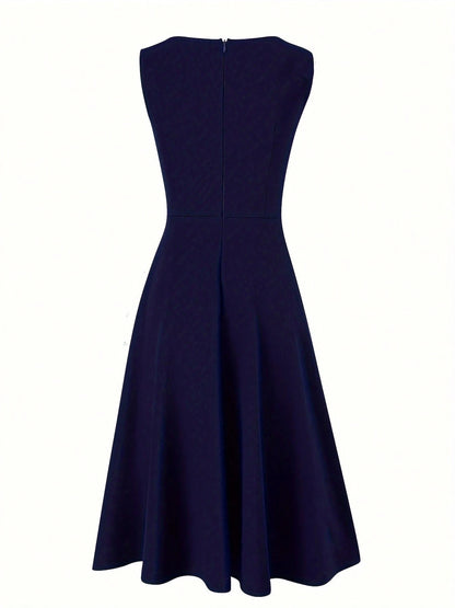 Women's Elegant Fitted Sleeveless Zip-Up Dress Summer