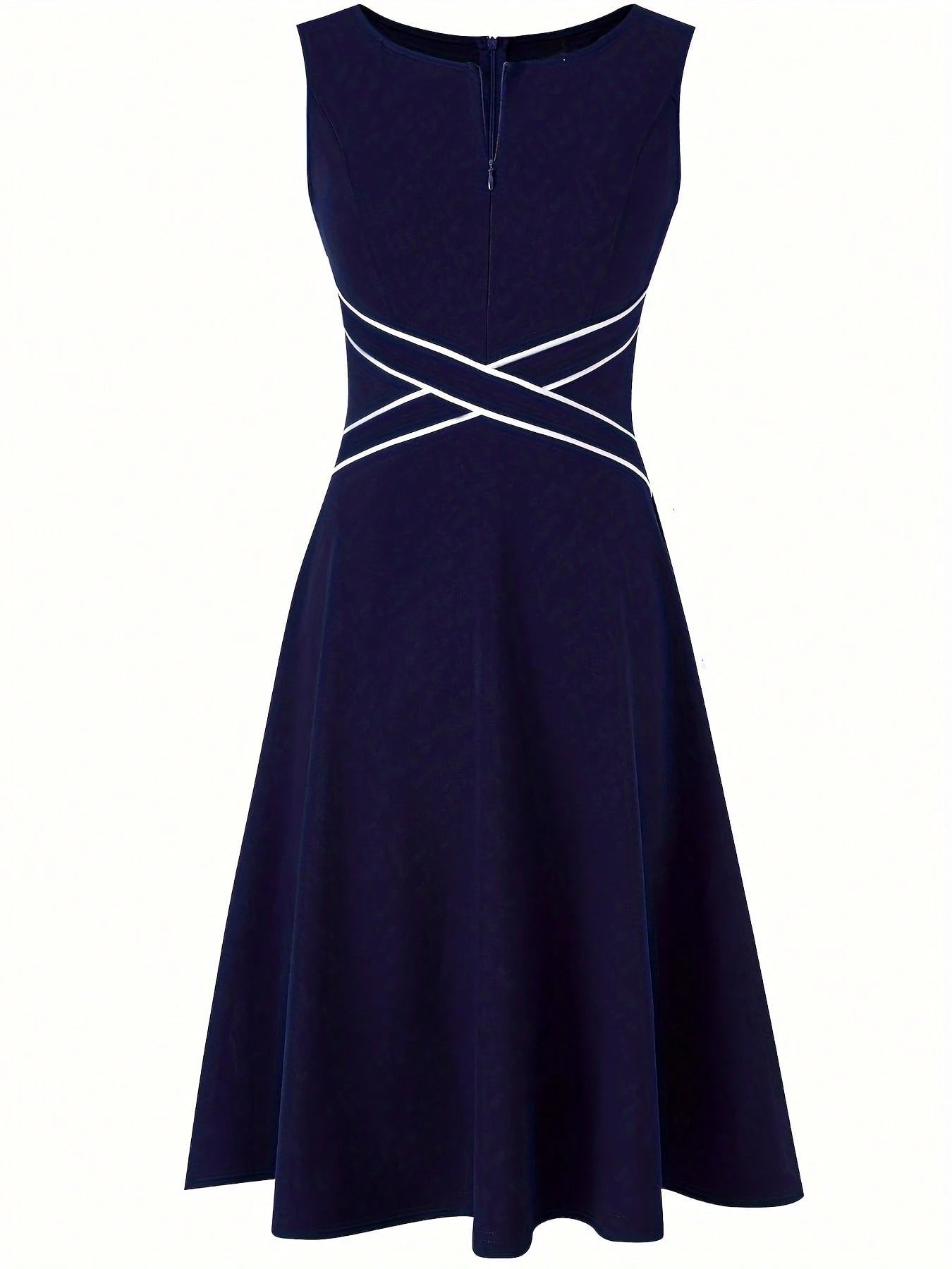 Women's Elegant Fitted Sleeveless Zip-Up Dress Summer