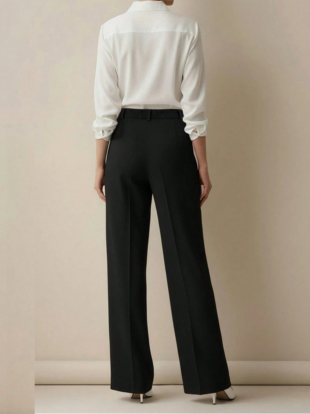 Women's Elegant High Waist Pleated Wide Leg Trousers Casual Office Commuting Drapey Suit Pants With Pockets Black, Effortless Style