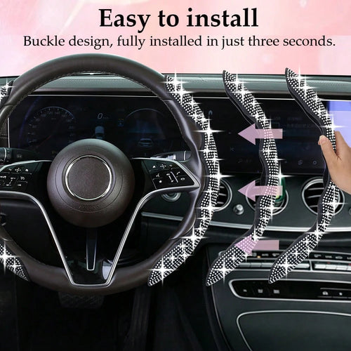 Women's Fashion Gift Car Interior Decor Premium Rhinestone Sparkling Durable ABS Material 2pcs/3pcs Clip-On Car Steering Wheel Accessories Women's Car Accessories Women's Car Parts Suitable For Coroll