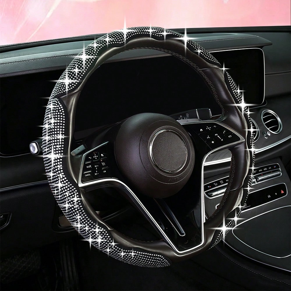 Women's Fashion Gift Car Interior Decor Premium Rhinestone Sparkling Durable ABS Material 2pcs/3pcs Clip-On Car Steering Wheel Accessories Women's Car Accessories Women's Car Parts Suitable For Coroll