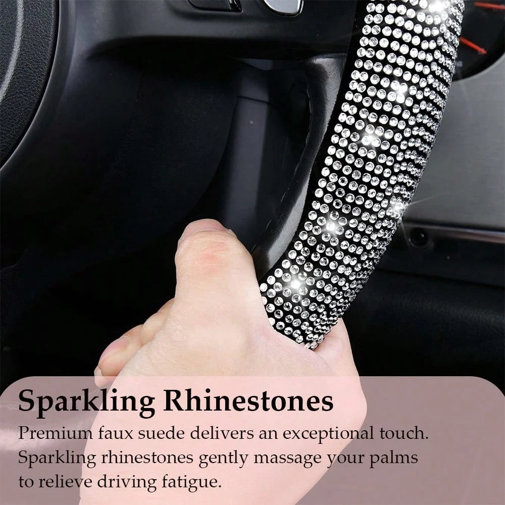 Women's Fashion Gift Car Interior Decor Premium Rhinestone Sparkling Durable ABS Material 2pcs/3pcs Clip-On Car Steering Wheel Accessories Women's Car Accessories Women's Car Parts Suitable For Coroll