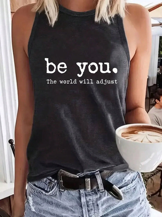 Women's Fashion Printed Round Neck Vest, Suitable Spring And Summer Seasons, Daily Outings And Travel Wear, Essential Fashion Enthusiasts