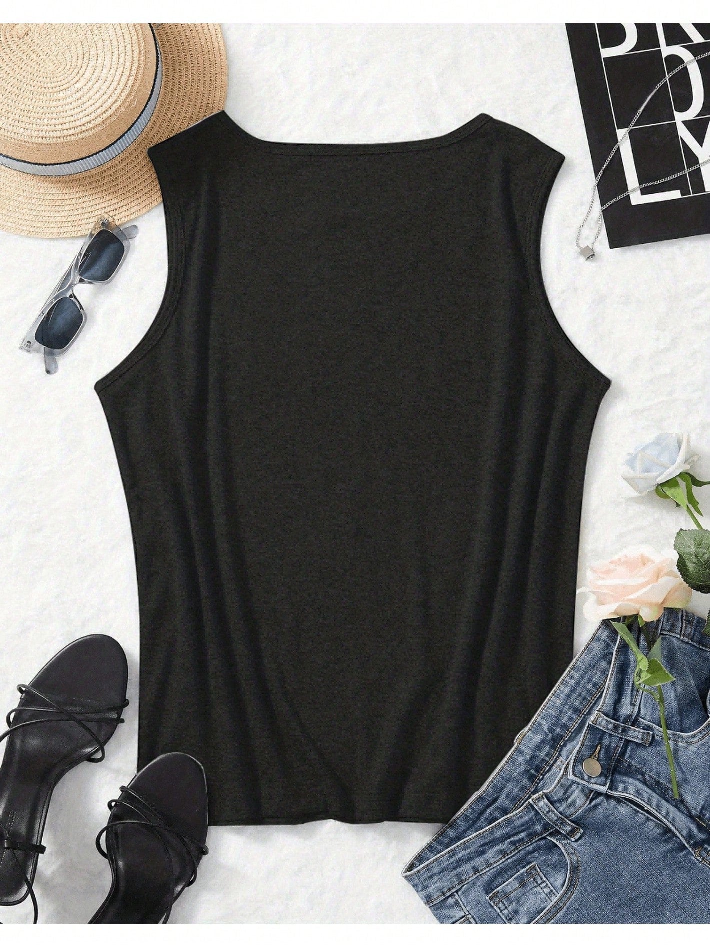 Women's Fashion Printed Round Neck Vest, Suitable Spring And Summer Seasons, Daily Outings And Travel Wear, Essential Fashion Enthusiasts