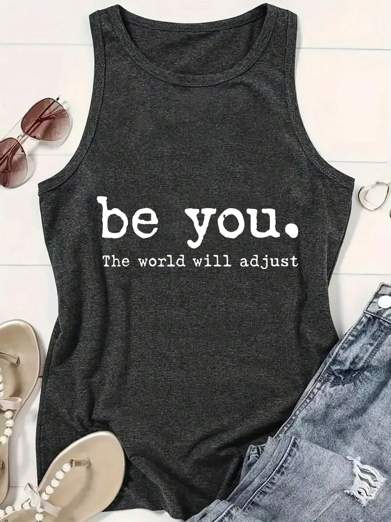 Women's Fashion Printed Round Neck Vest, Suitable Spring And Summer Seasons, Daily Outings And Travel Wear, Essential Fashion Enthusiasts