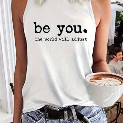 Women's Fashion Printed Round Neck Vest, Suitable Spring And Summer Seasons, Daily Outings And Travel Wear, Essential Fashion Enthusiasts