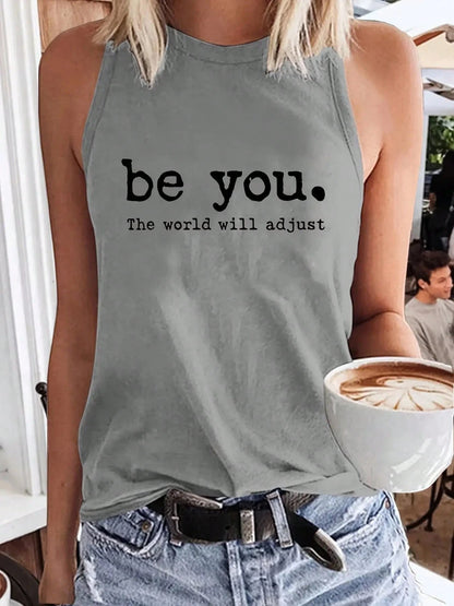 Women's Fashion Printed Round Neck Vest, Suitable Spring And Summer Seasons, Daily Outings And Travel Wear, Essential Fashion Enthusiasts