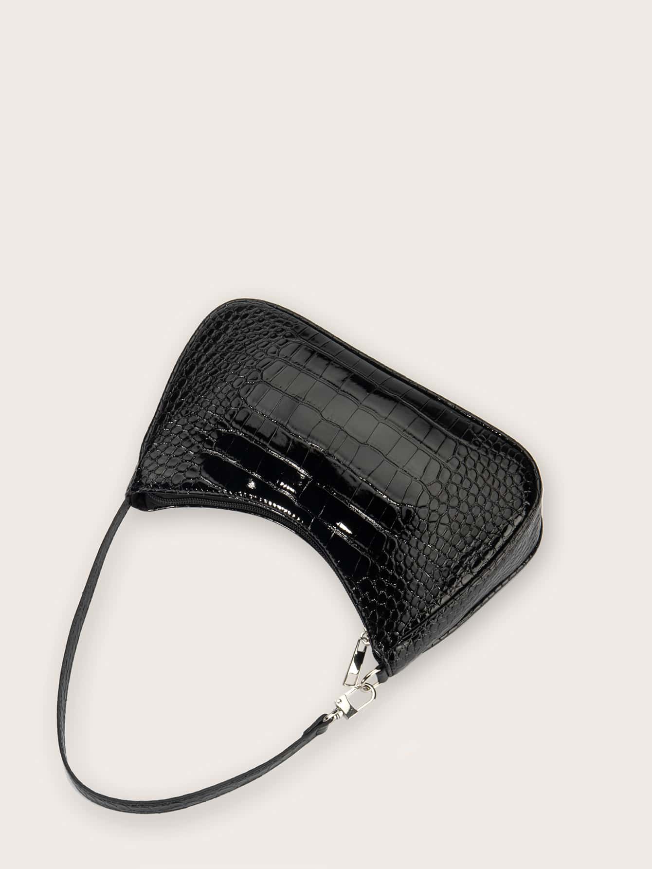 Women's Fashion Versatile Simple Solid Color Crocodile Texture Underarm Bag, Old Money, Cream Bag, White Bag