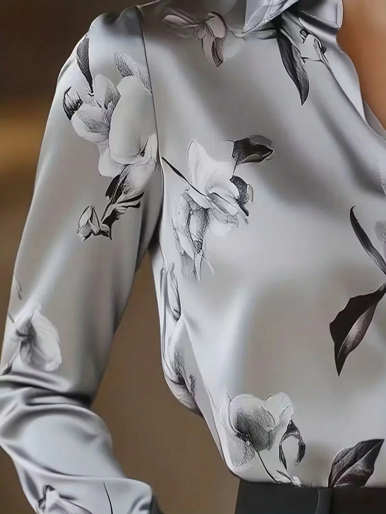 Women's Floral Print Lapel Single-Breasted Fashionable Versatile Office Commute Long Sleeve Shirt Spring Vacation