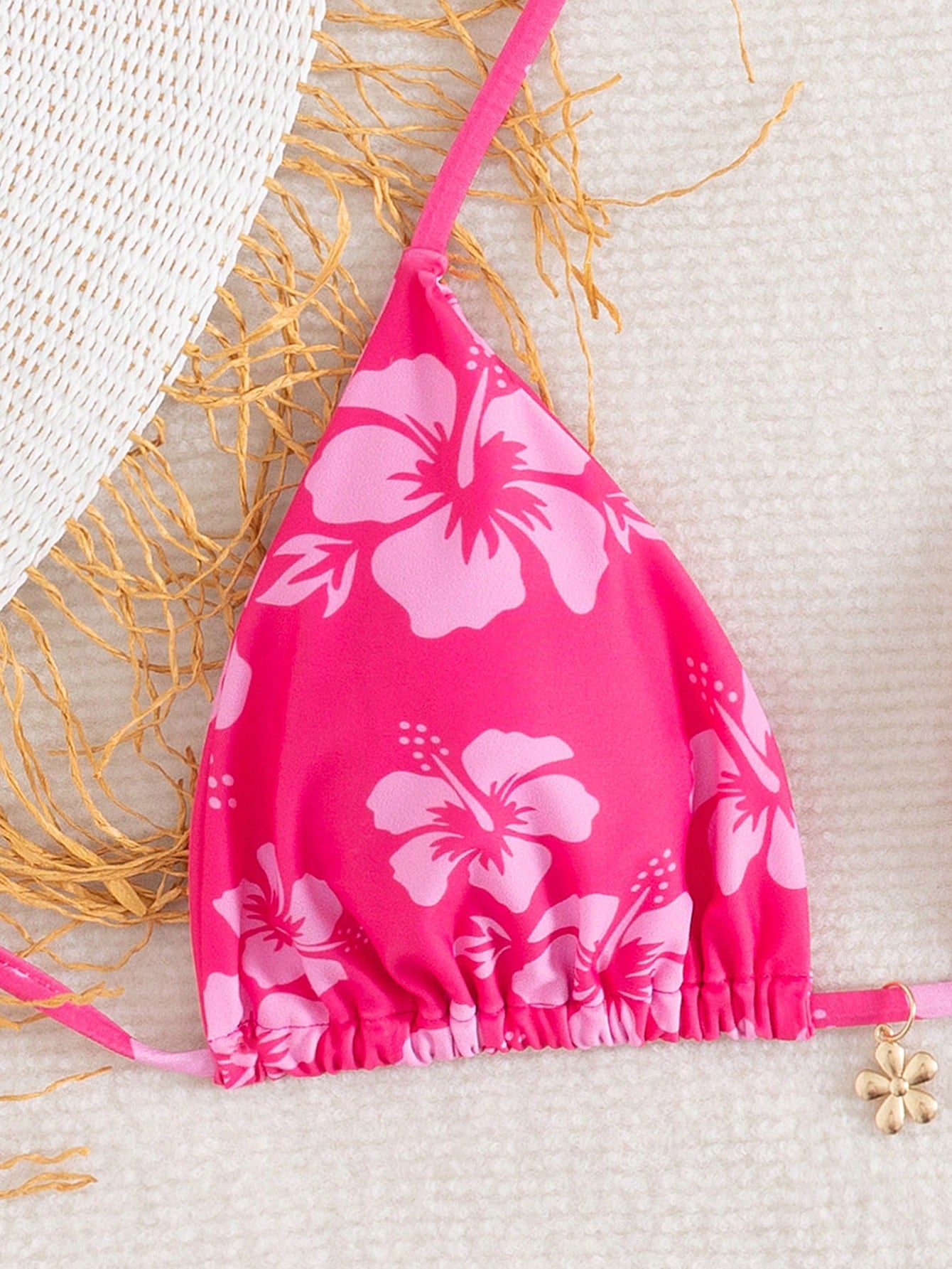 Women's Floral Print Sexy Halter Tie Bow Bikini Two-Piece Swimwear, Fashionable And Comfortable Swimwear Set, Suitable For Summer Vacation, Beach Leisure And Holiday Wear