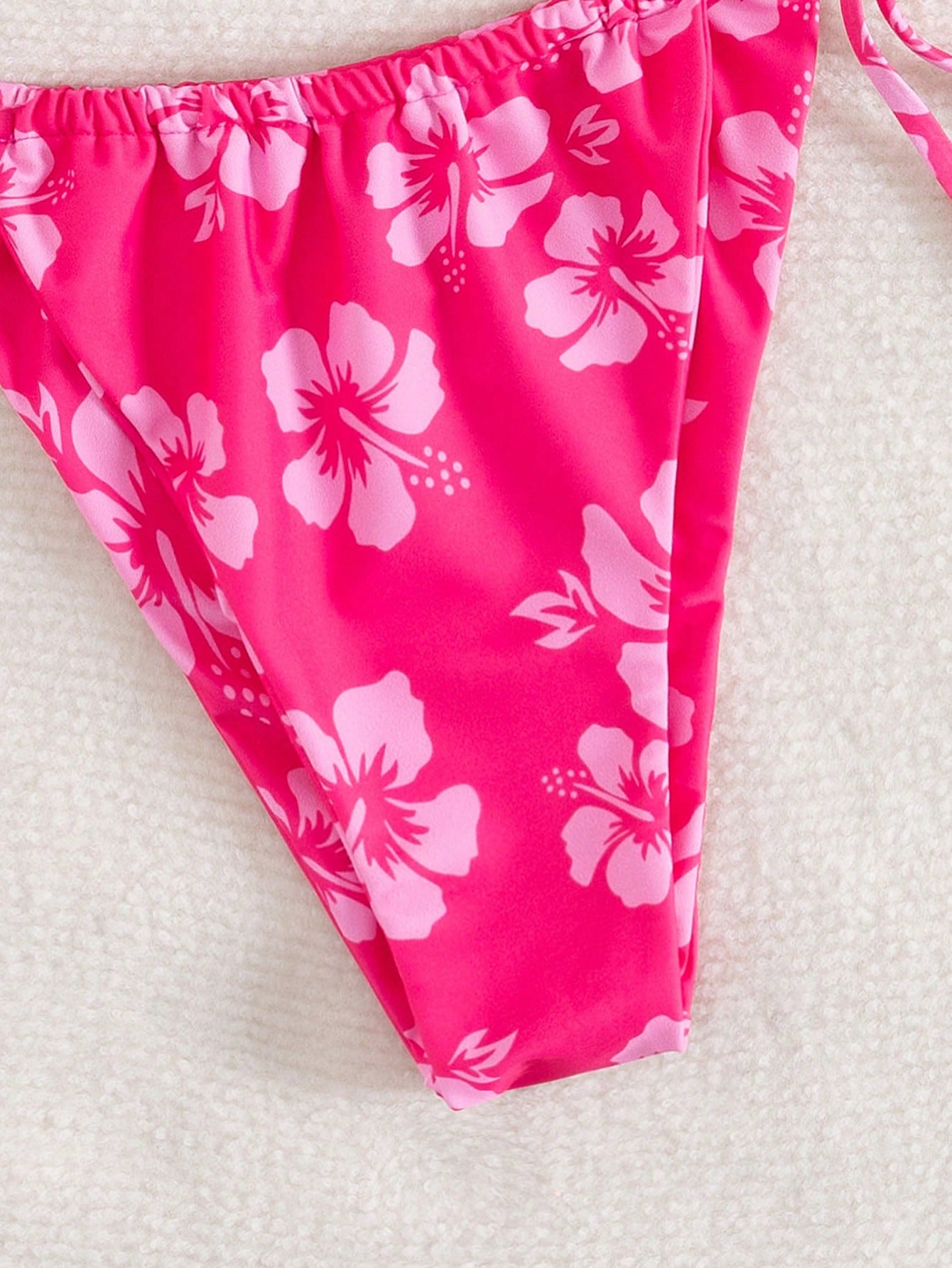 Women's Floral Print Sexy Halter Tie Bow Bikini Two-Piece Swimwear, Fashionable And Comfortable Swimwear Set, Suitable For Summer Vacation, Beach Leisure And Holiday Wear