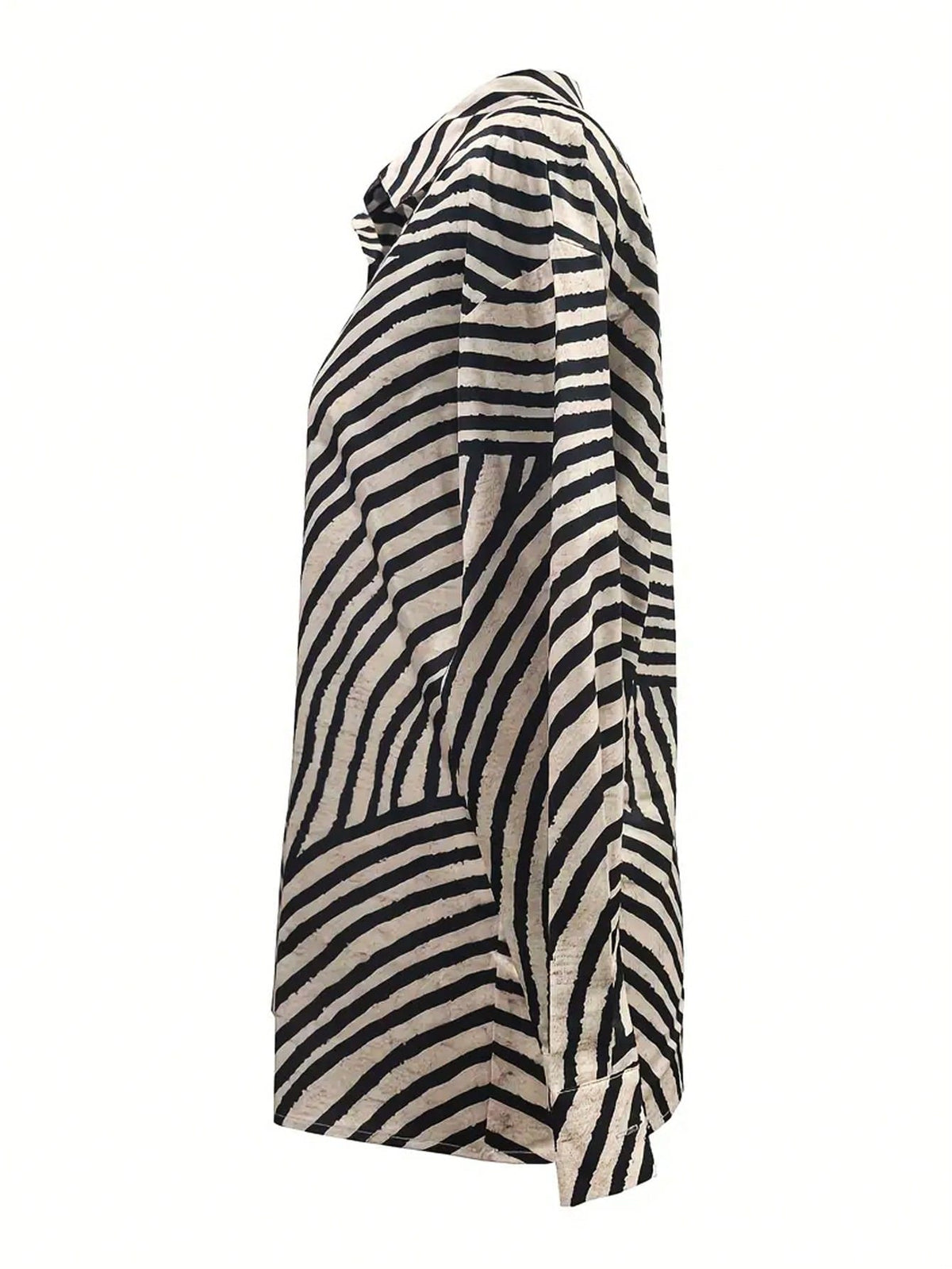 Women's Front Button Long Sleeve Striped Minimalist Shirt, Casual Everyday Wear