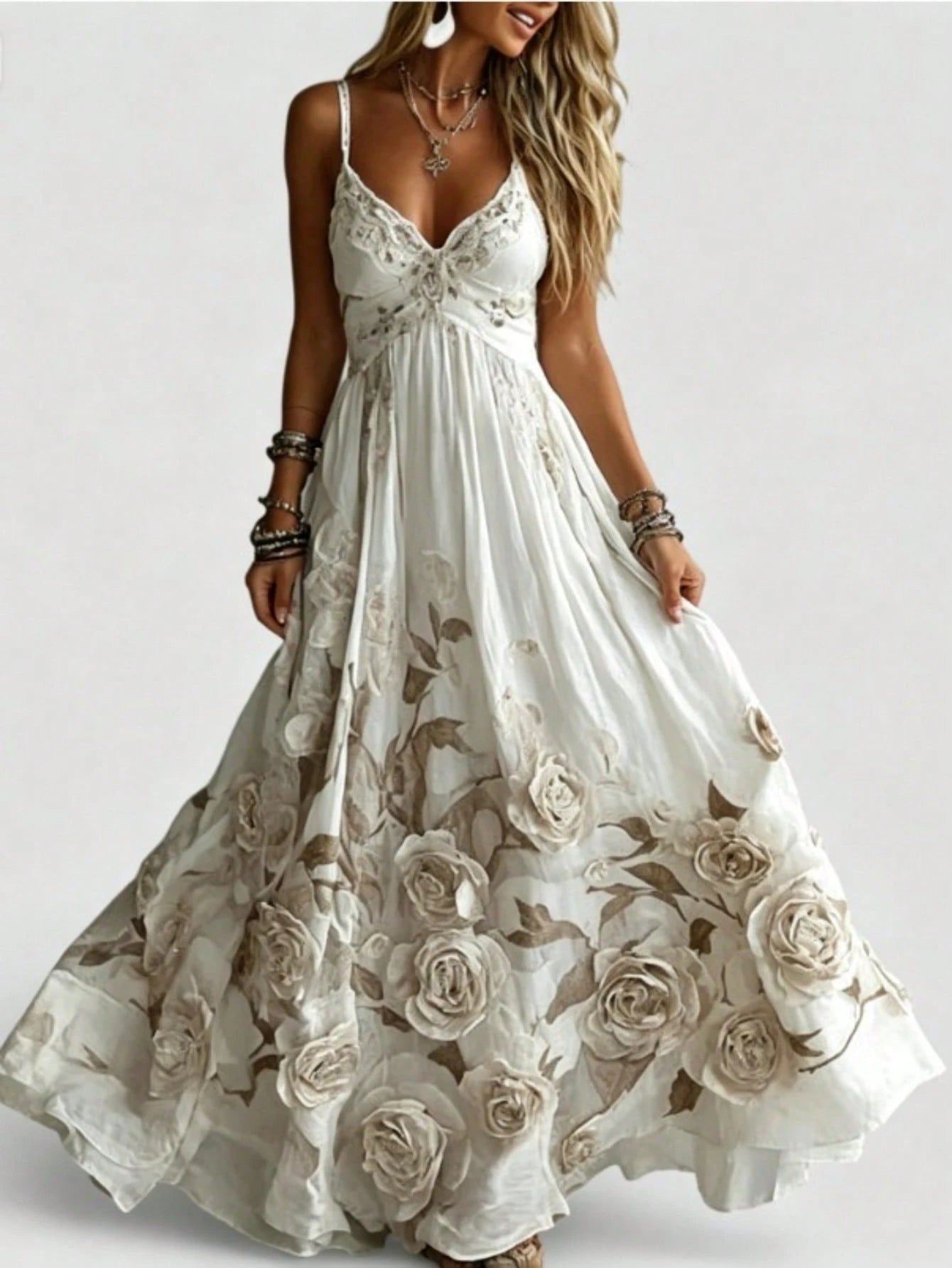 Women's Printing Sleeveless Summer Vacation Long Dress Elegant Wedding Guest Dress Formal Party Prom Dress
