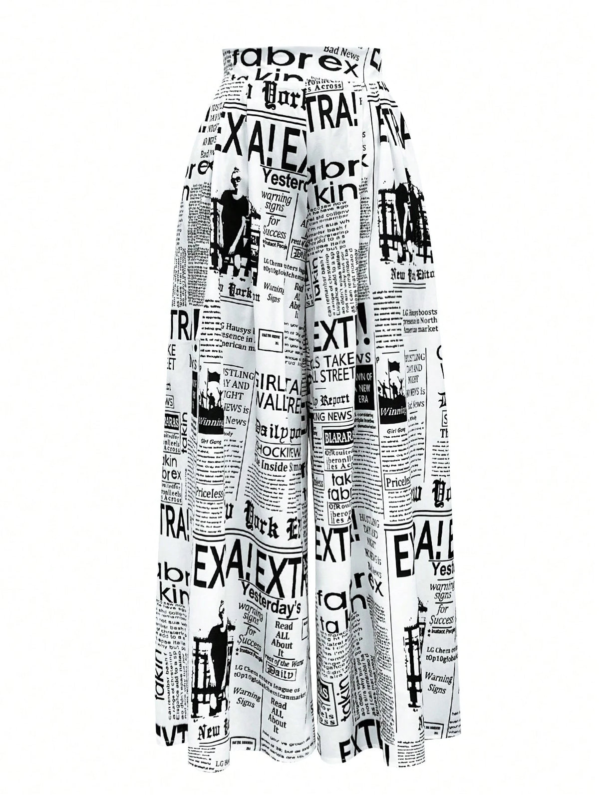 Women's Random Print Minimalist High Waisted Casual Pants, Elegant For Summer And Spring White