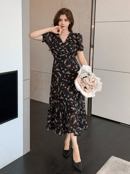 Women's Random Printed Simple Casual Dress Floral Sundress Vacation Outfits Women Easter Dress Boho