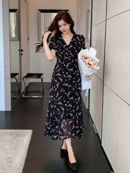 Women's Random Printed Simple Casual Dress Floral Sundress Vacation Outfits Women Easter Dress Boho
