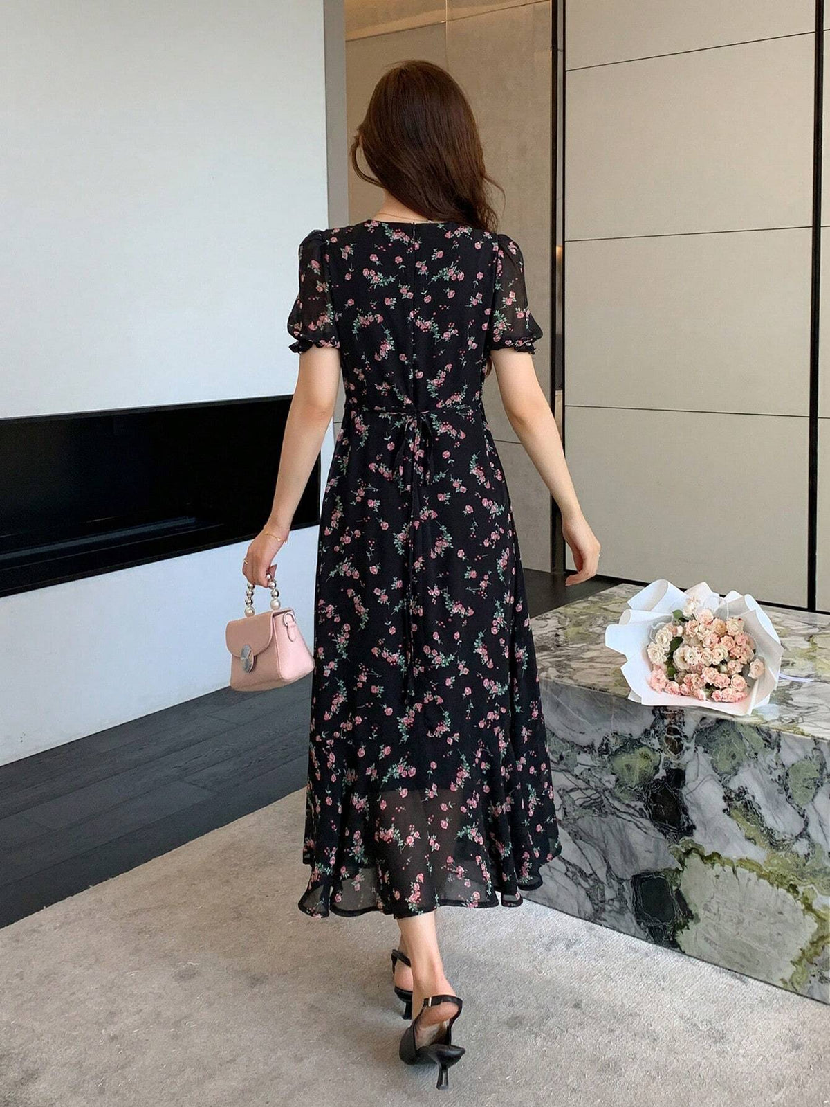 Women's Random Printed Simple Casual Dress Floral Sundress Vacation Outfits Women Easter Dress Boho