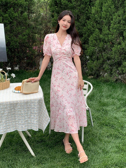 Women's Random Printed Simple Casual Dress Floral Sundress Vacation Outfits Women Easter Dress Boho
