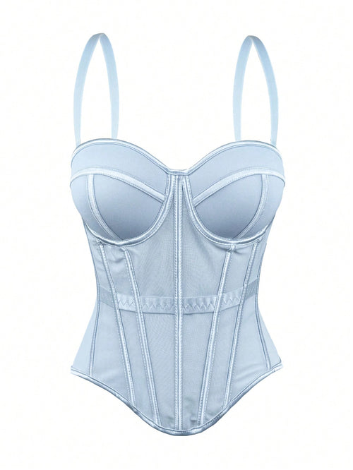Women's Solid Brown Camisole Jacket, Mesh Lining Bra Top, Autumn/Winter Lingerie Casual Summer