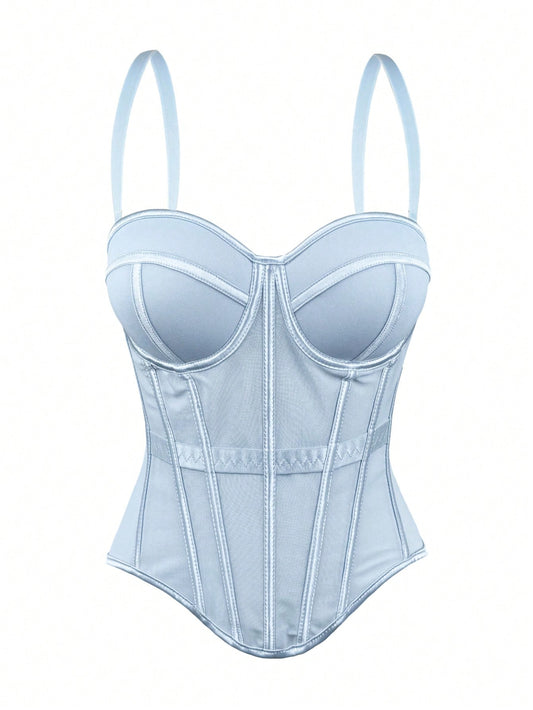 Women's Solid Brown Camisole Jacket, Mesh Lining Bra Top, Autumn/Winter Lingerie Casual Summer