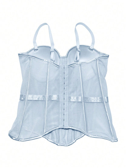 Women's Solid Brown Camisole Jacket, Mesh Lining Bra Top, Autumn/Winter Lingerie Casual Summer