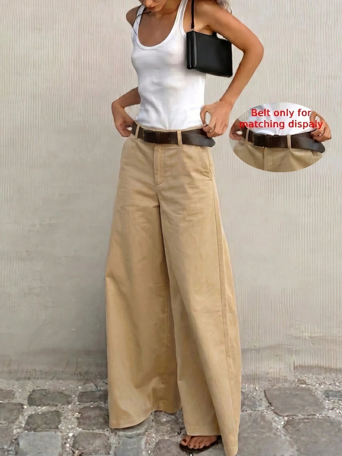 Women's Solid Color All-Season Wide Leg Casual Pants With Pockets, Summer Long Pants For Back To School And Party Black