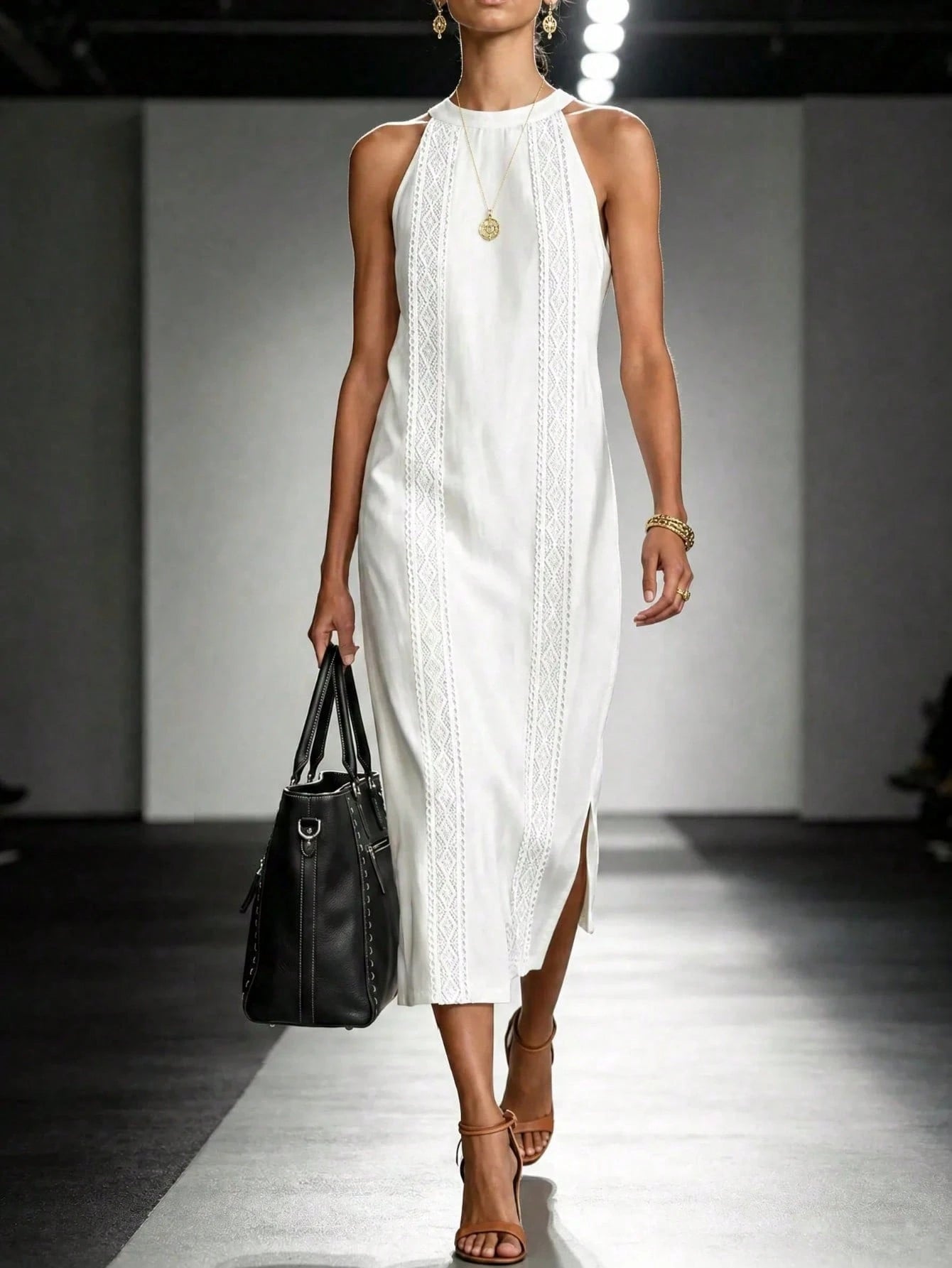 Women's Solid Color Fashion Halter Neck Sleeveless Elegant Casual Dress,White Dress,Casual Dresses For Women,Linen Dress,Summer Dress